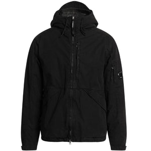 C P Company 50 Fili Rubber Hooded Black Jacket