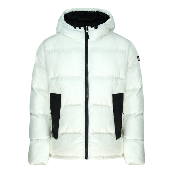 Champion Branded White Hooded Padded Jacket