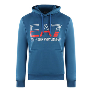 Ea7 Large Brand Logo Dark Blue Hoodie