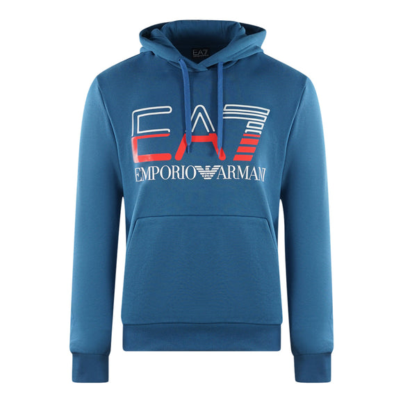 Ea7 Large Brand Logo Dark Blue Hoodie
