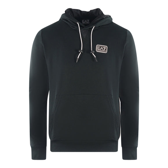 Ea7 Branded Patch Logo Black Hoodie