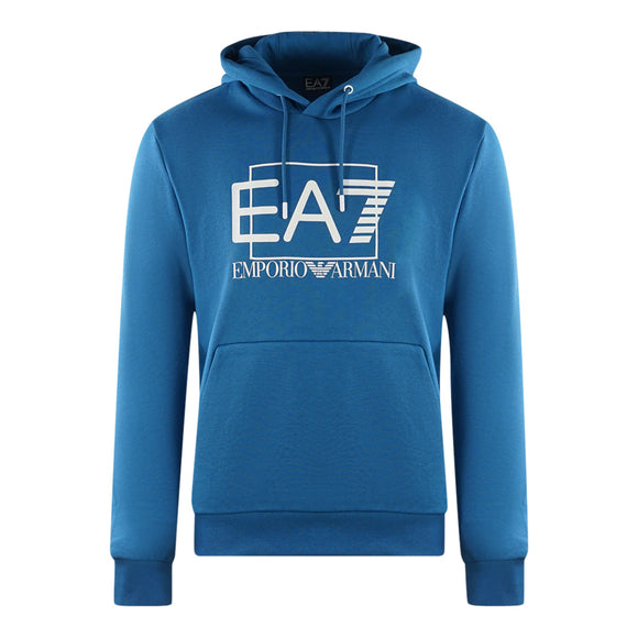 Ea7 Embossed Box Logo Dark Blue Hoodie