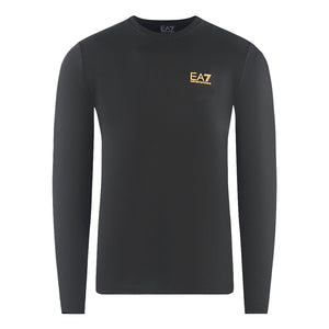 Ea7 Large Back Logo Long Sleeved Black T Shirt
