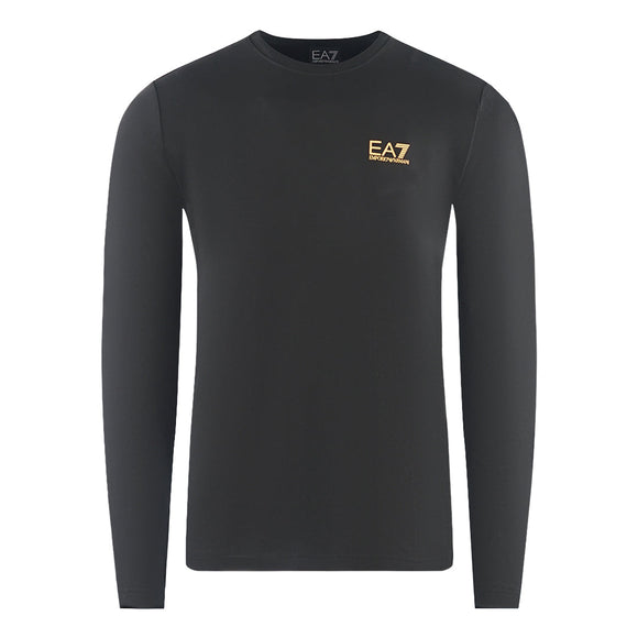 Ea7 Large Back Logo Long Sleeved Black T Shirt