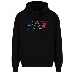 Ea7 Multi Coloured Brand Logo Black Hoodie
