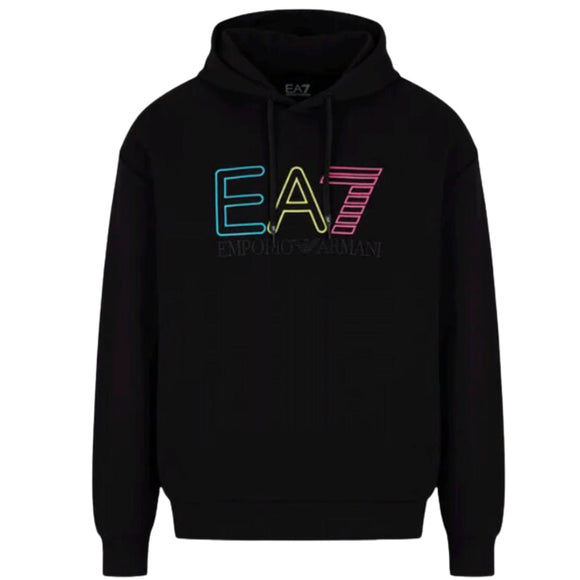 Ea7 Multi Coloured Brand Logo Black Hoodie