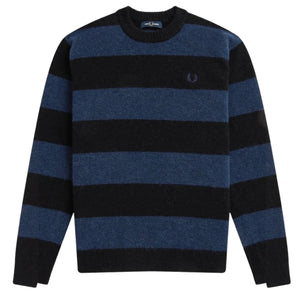 Fred Perry Carbon Blue Bold Stripe Alpaca Blend Jumper K2559 266
