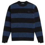 Fred Perry Carbon Blue Bold Stripe Alpaca Blend Jumper K2559 266