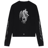 Givenchy Dragon Flames Design Boxy Fit Black Long Sleeve T-Shirt L