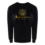 Aquascutum London Logo Crewneck Black Track Pants Set - Style Centre Wholesale
