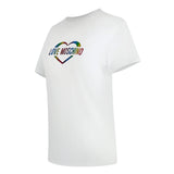 Love Moschino Multi Coloured Heart Logo White T-Shirt - Nova Clothing