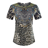 Inoa Fashion Siberia 1927 Brown Animal Print T Shirt Womens