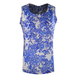 Inoa Fashion Blue Orchird L203 Blue Floral Tank Top Womens