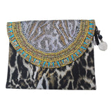Inoa Fashion Siberia 1927 Brown Animal Print Clutch Bag Womens - Style Centre Wholesale