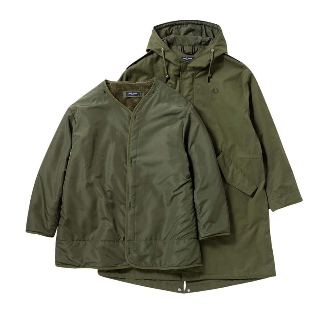 Perry Fred Perry J6525 Q50 Parka Green Fur Lined Parka – Style Centre