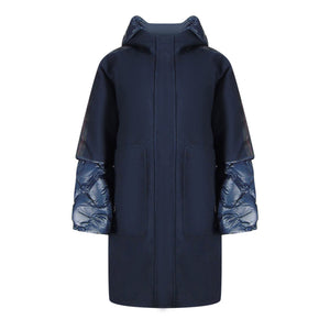 Parajumpers Joy Navy Blue Oversize Long Hooded Down Jacket S