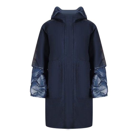 Parajumpers Joy Navy Blue Oversize Long Hooded Down Jacket S