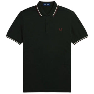 Fred Perry Red/White Twin Tipped Dark Green Polo Shirt XS