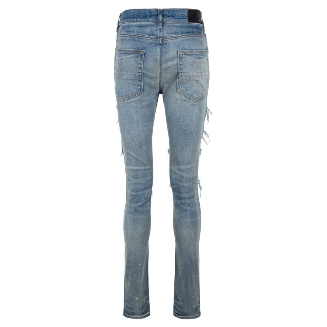 Jean Amiri Plaid Thrasher Homme, Taille 34, Bleu Classique Foncé, Neuf Avec Étiquettes