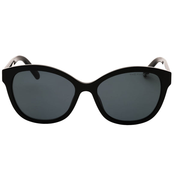 Marc Jacobs Grey Lens Gold Logo Black Sunglasses One Size