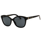 Marc Jacobs Grey Lens Gold Logo Black Sunglasses One Size