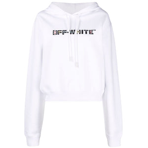 Off-White Geometric Logo Cropped White Hoodie XS