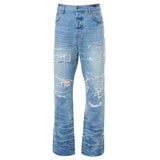 Amiri Aloha Patch Straight Fit Faded Indigo Blue Denim Jeans W30 L32 / 32L