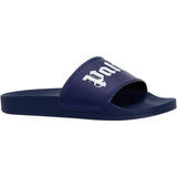 Palm Angels Gothic Print Navy Blue Pool Slides EU 40