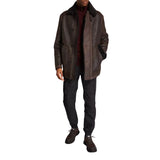 Belstaff Ramsey Lamb Leather Ebony Brown Sherling Leather Jacket S