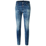 DSQUARED2 Skater Jean Faded Bleached Splash Effect Blue Jeans W34