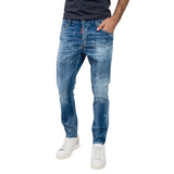 DSQUARED2 Skater Jean Faded Bleached Splash Effect Blue Jeans W34