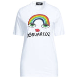 DSQUARED2 Rainbow Graphic White  T-Shirt XS