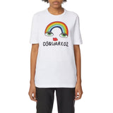 DSQUARED2 Rainbow Graphic White  T-Shirt XS