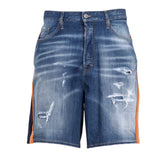 Dsquared2 Boxer Style Shorts Taped Hem Blue Denim Shorts W34