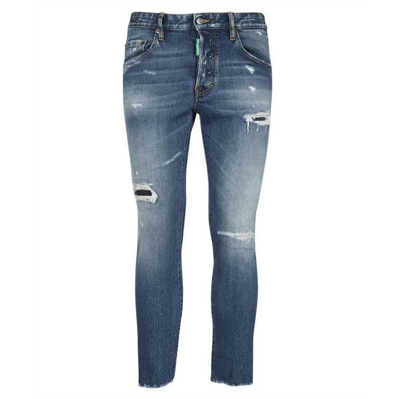 Dsquared2 Skater Jean Green Badge Blue Denim Pants S78LB0057 S30817 SKATER JEAN 470