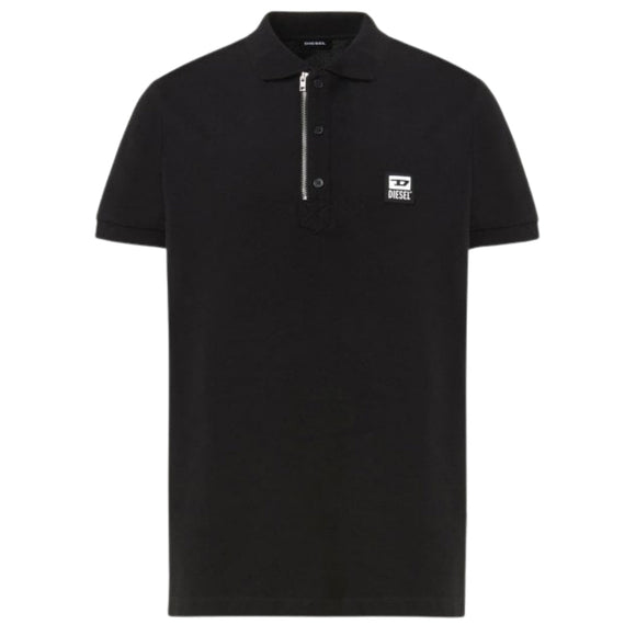Diesel T-Harry Black Zip Closure Polo Shirt S