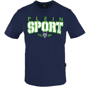 Plein Sport Bold Sport Logo Navy Blue T Shirt Tips1103 85