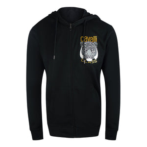 Cavalli Class Bold Tiger Graphic Logo Black Zip-Up Hoodie TXT68A CF050 05051