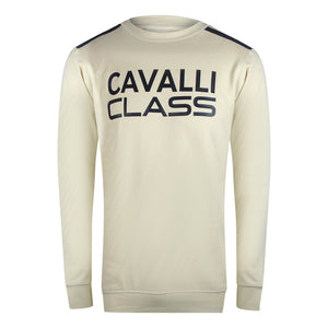 Cavalli Class Txt66A Cf050 03528 Beige Sand Round Neck Sweatshirt Mens
