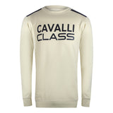 Cavalli Class Txt66A Cf050 03528 Beige Sand Round Neck Sweatshirt Mens
