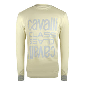 Cavalli Class Txt66C Cf050 03528 Beige Sand Round Neck Sweatshirt Mens