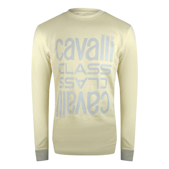 Cavalli Class Txt66C Cf050 03528 Beige Sand Round Neck Sweatshirt Mens