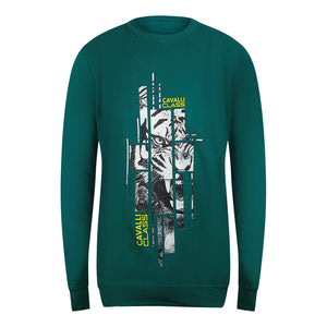 Cavalli Class Txt66E Cf050 04038 Green Ottanio Round Neck Sweatshirt Mens
