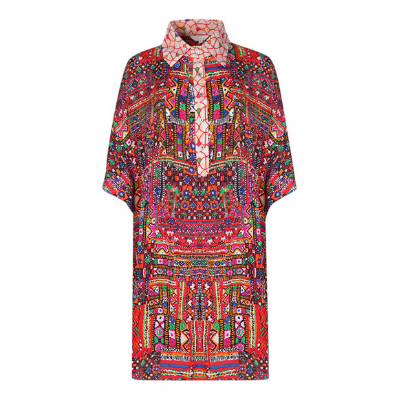 Inoa Womens Banjara 12003 Shirt Dress Red