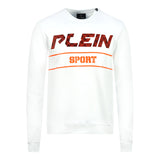 Philipp Plein Sport Orange Bold Logo White Jumper