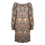 Inoa Golden Eagle Brown Long Sleeve Silk Flamenco Dress