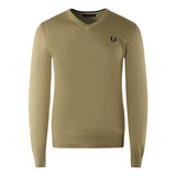 Fred Perry Classic V Neck Light Brown Jumper - Style Centre Wholesale