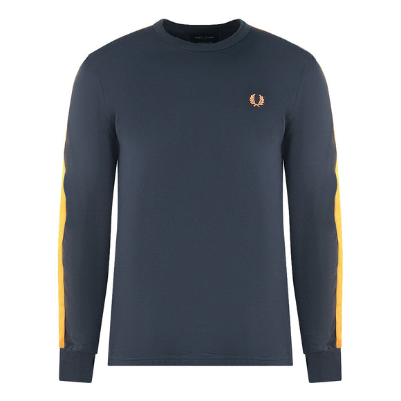 Fred Perry Botanical Dye Long Sleeve Navy Blue T Shirt