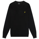 Lyle & Scott Cotton Merino Jet Black V-Neck Jumper