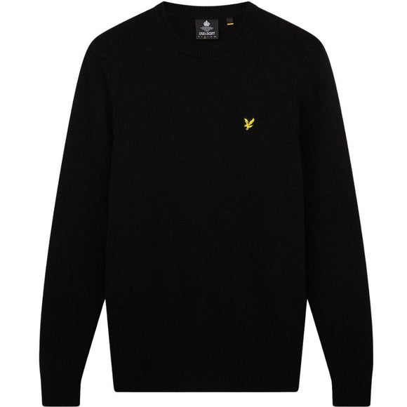 Lyle Scott Crew Neck Lambswool Jet Black Marl Blend Jumper